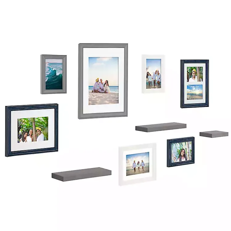 Gallery Wall Frames-Kirklands Home Gray & Navy 10-pc. Gallery Wall Frame & Shelf Set
