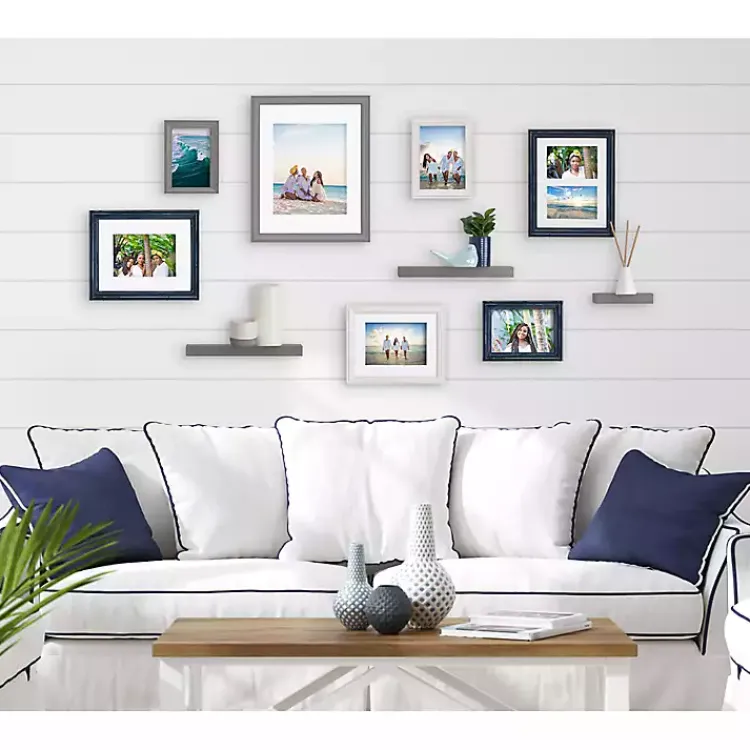 Gallery Wall Frames-Kirklands Home Gray & Navy 10-pc. Gallery Wall Frame & Shelf Set