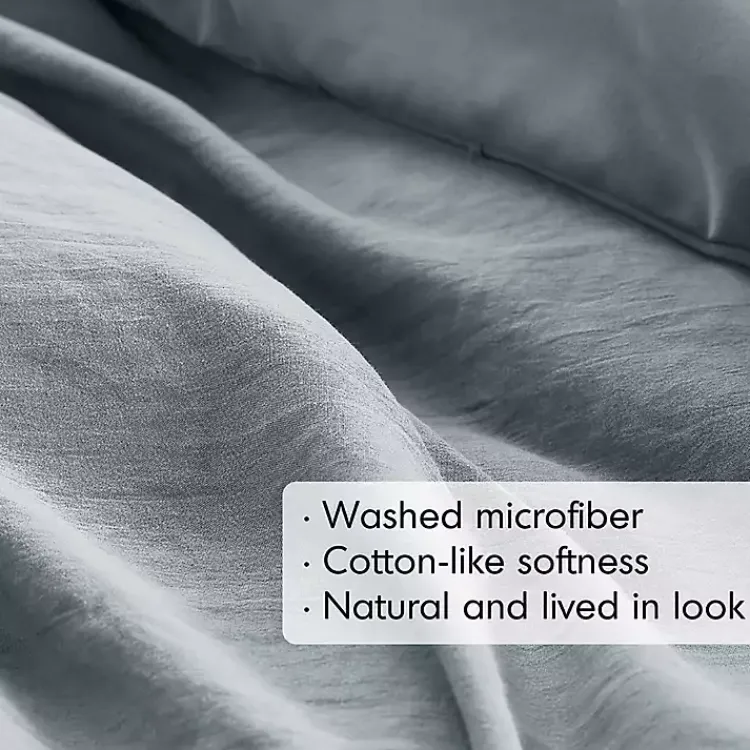 Comforters-Kirklands Home Gray Pleated Grid 3-pc. King Comforter Set Blue