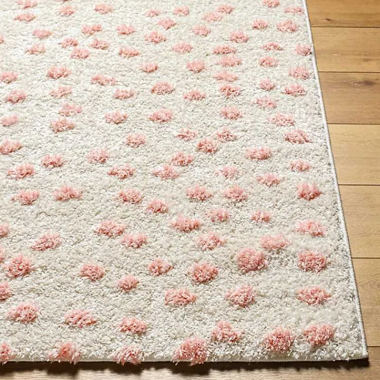 Area Rugs-Kirklands Home Plush Pink Dotted Area Rug, 5x7