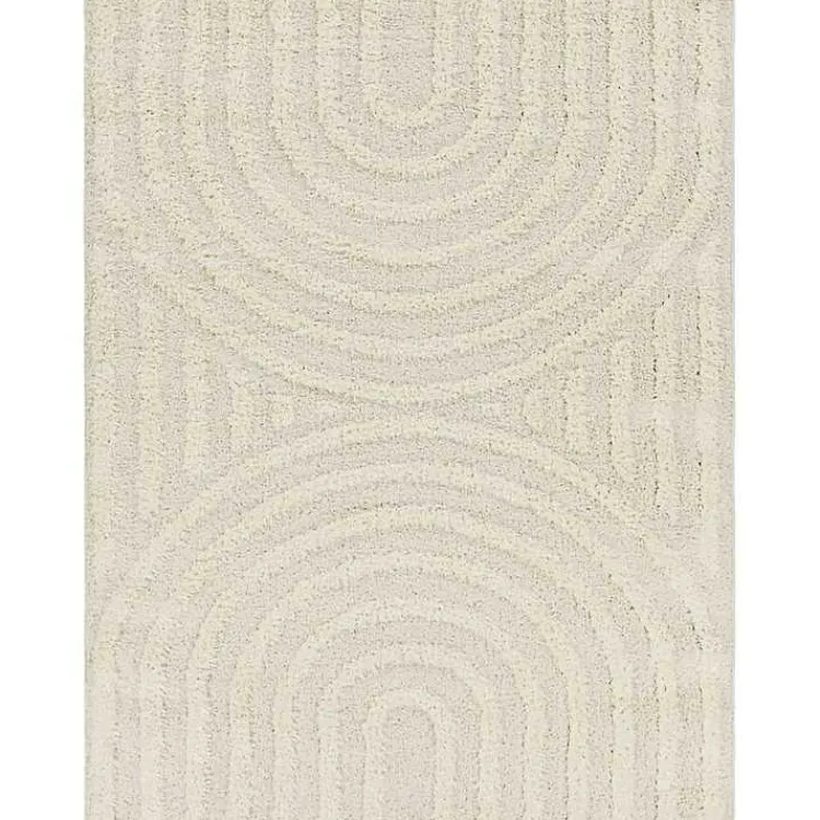 Area Rugs-Kirklands Home Cream Modern Curve Area Rug, 5x7 Ivory