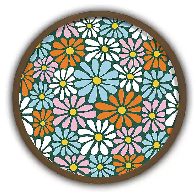 Framed Art-Kirklands Home Colorful Flowers Round Framed Wall Art