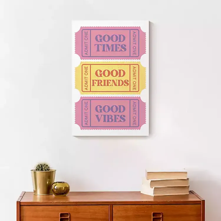 Wall Quotes & Signs-Kirklands Home Good Vibes Ticket Stub Canvas Art Print