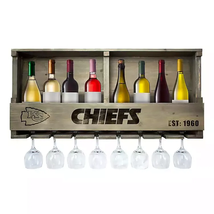 Shelves-Kirklands Home Kansas City Chiefs Reclaimed Wood Bar Shelf Gray