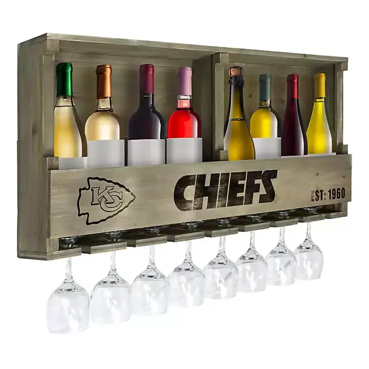 Shelves-Kirklands Home Kansas City Chiefs Reclaimed Wood Bar Shelf Gray
