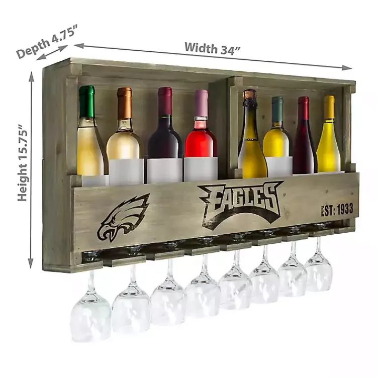 Shelves-Kirklands Home Philadelphia Eagles Reclaimed Wood Bar Shelf Gray