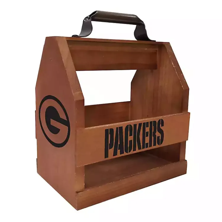 Outdoor Dining-Kirklands Home Green Bay Packers Wooden Condiment Caddy Brown