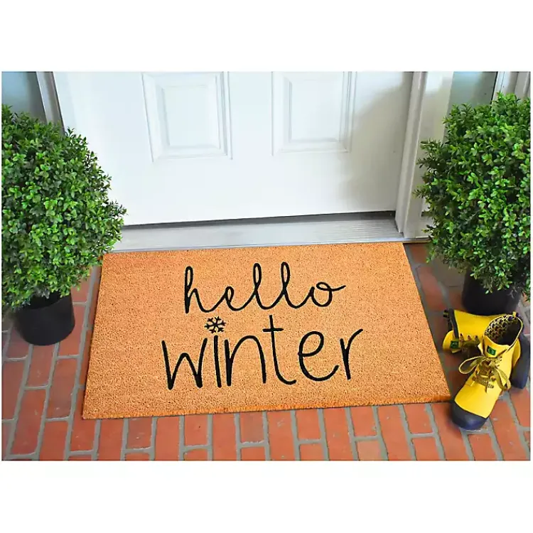 Doormats-Kirklands Home Hello Winter Coir Doormat