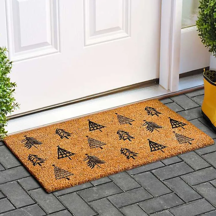 Doormats-Kirklands Home Christmas Tree Farm Coir Doormat