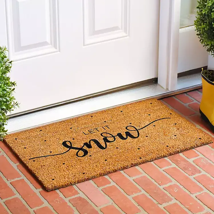 Doormats-Kirklands Home Let it Snow Polka Dot Coir Doormat