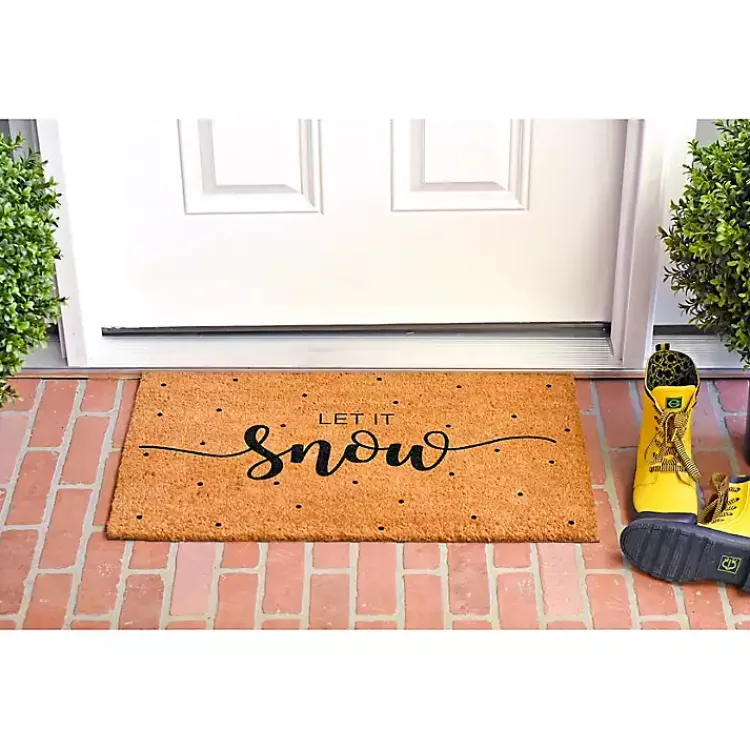 Doormats-Kirklands Home Let it Snow Polka Dot Coir Doormat