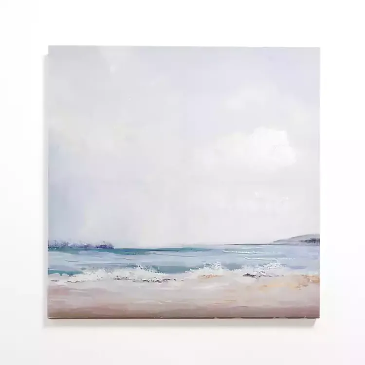 Canvas Art-Kirklands Home Cloudy Beach Scene Canvas Art Print Blue