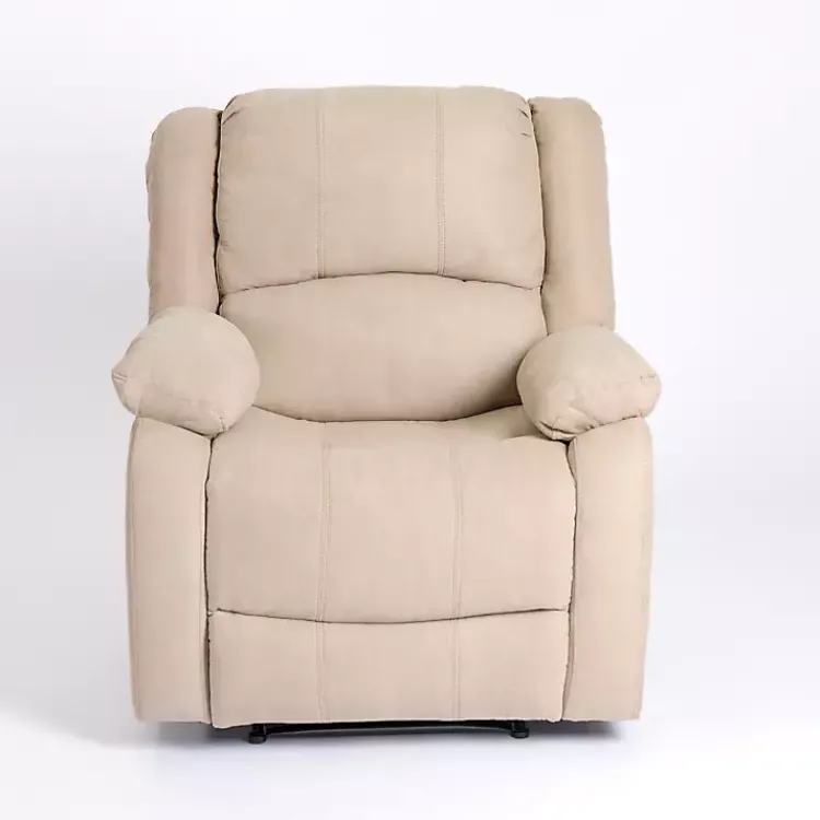 Accent Chairs-Kirklands Home Oatmeal Performance Fabric Barrett Recliner Tan