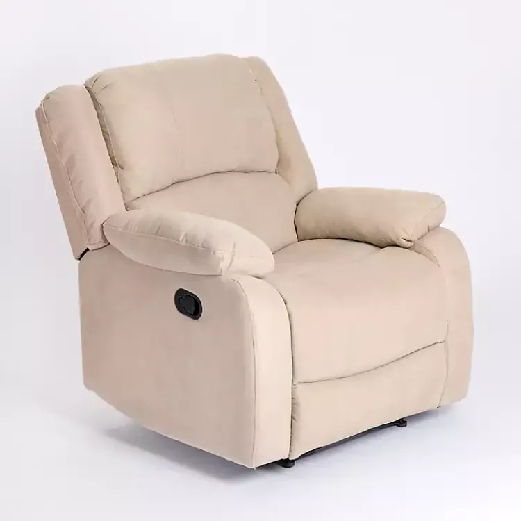 Accent Chairs-Kirklands Home Oatmeal Performance Fabric Barrett Recliner Tan