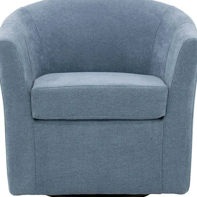 Accent Chairs-Kirklands Home Sky Chloe Swivel Accent Chair Blue