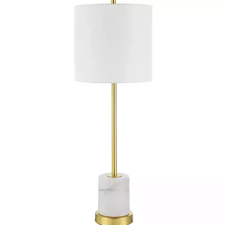 Buffet Lamps-Kirklands Home Marble and Gold Turret Buffet Lamp White