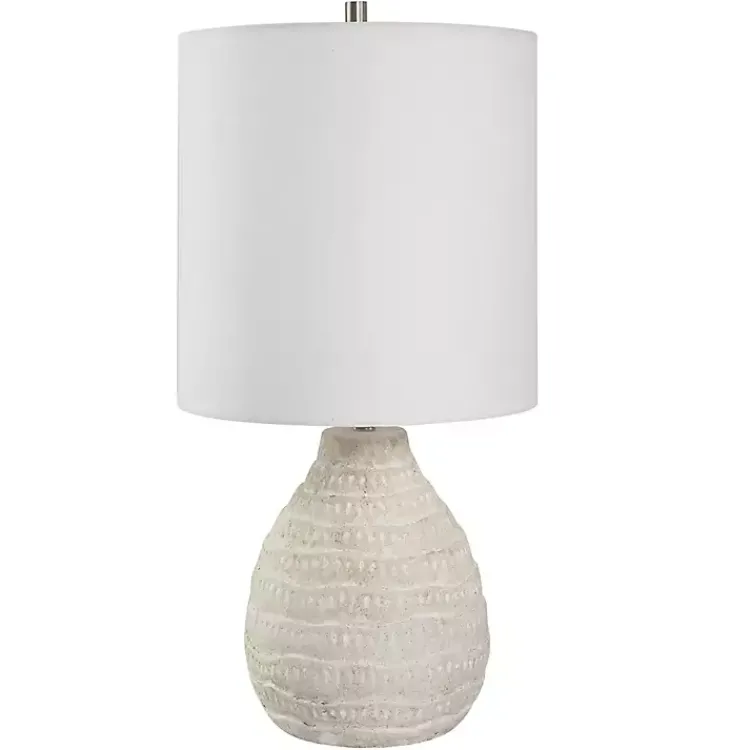 Table Lamps-Kirklands Home washed Textured Ellie Table Lamp White