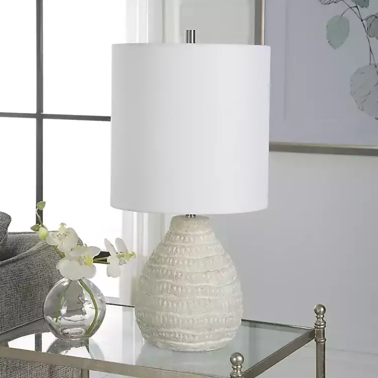 Table Lamps-Kirklands Home washed Textured Ellie Table Lamp White