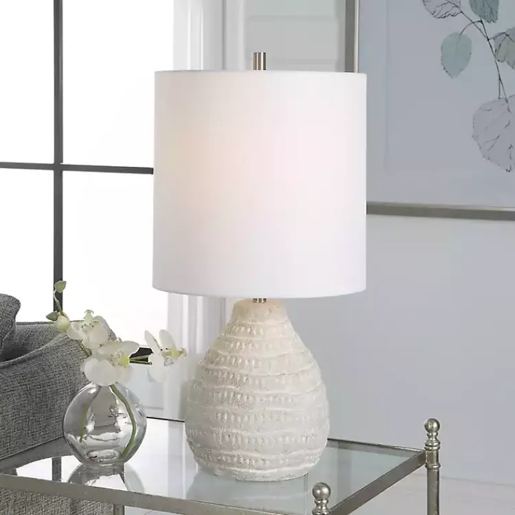 Table Lamps-Kirklands Home washed Textured Ellie Table Lamp White