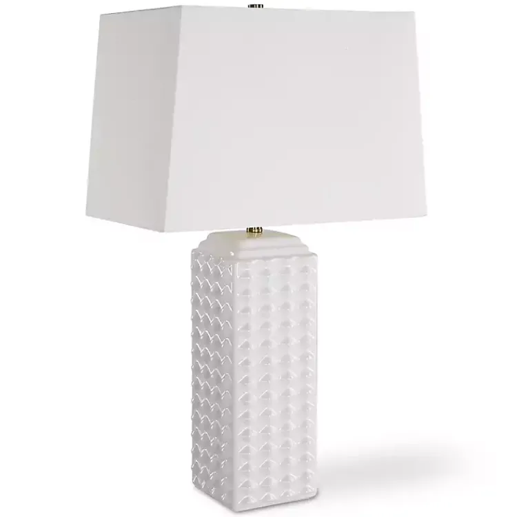 Table Lamps-Kirklands Home Ceramic Diamond Textured Table Lamp White