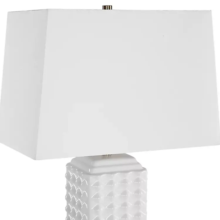 Table Lamps-Kirklands Home Ceramic Diamond Textured Table Lamp White