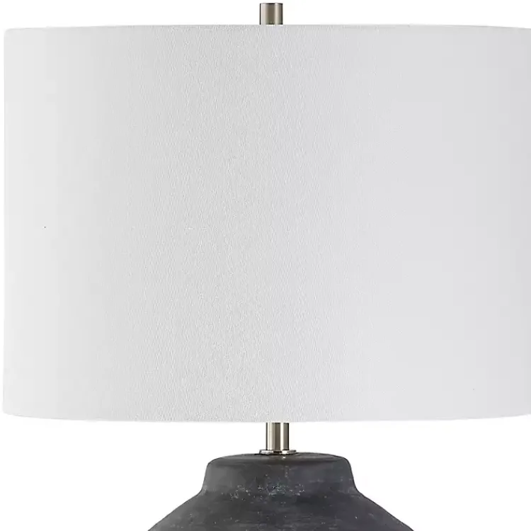 Table Lamps-Kirklands Home Weathered Black Ceramic Rhys Table Lamp White