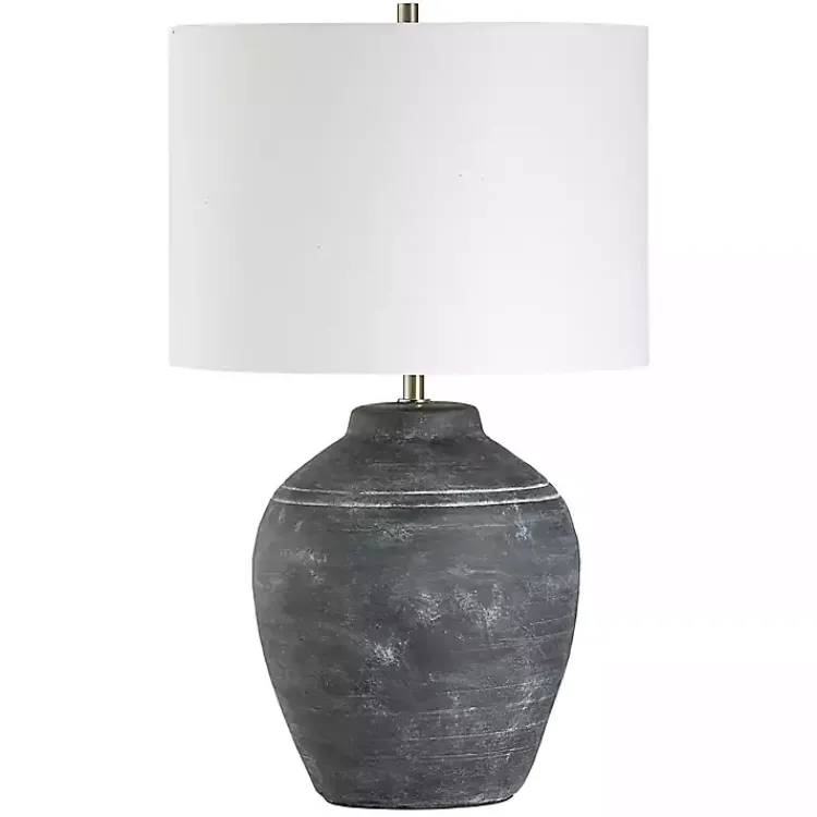 Table Lamps-Kirklands Home Weathered Black Ceramic Rhys Table Lamp White