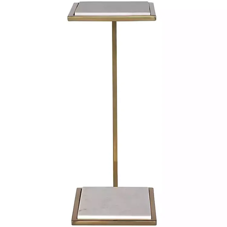 Accent & End Tables-Kirklands Home Gold Elevated Marble Accent Table White