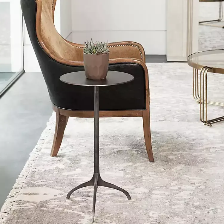 Accent & End Tables-Kirklands Home Antique Nickel Round Tripod Accent Table Gray