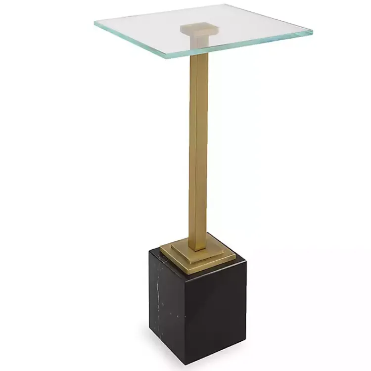 Accent & End Tables-Kirklands Home Square Glass and Marble Accent Table Black