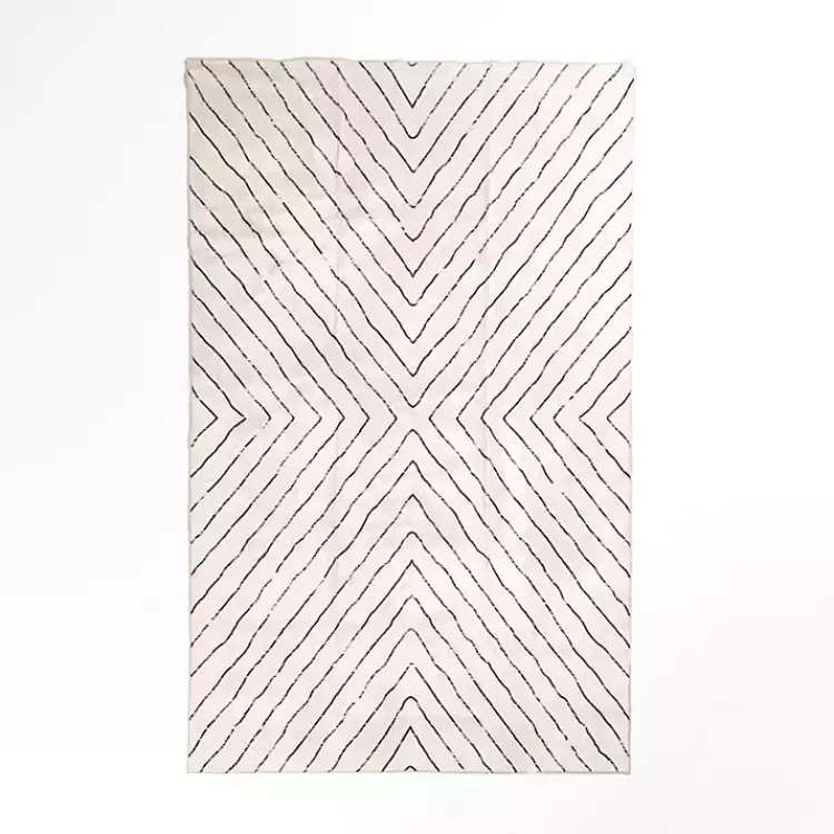 Area Rugs-Kirklands Home Julia Black and White Washable Area Rug, 5x8