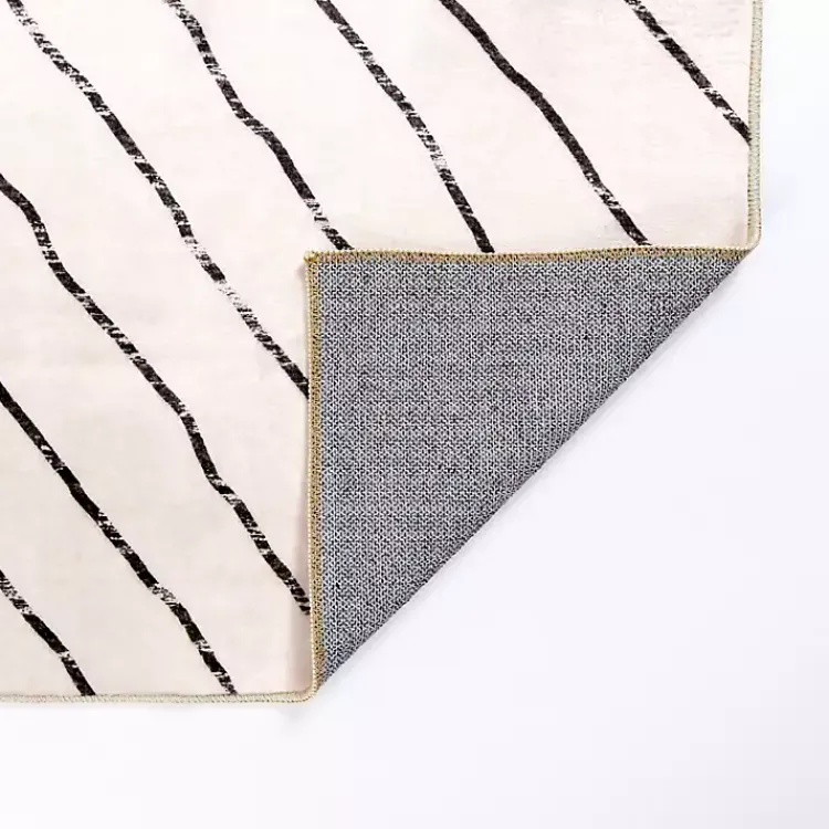 Area Rugs-Kirklands Home Julia Black and White Washable Area Rug, 5x8