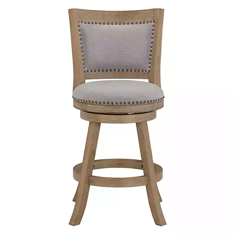 Bar Stools & Counter Height Stools-Kirklands Home Linen and Driftwood Swivel Counter Stool Gray