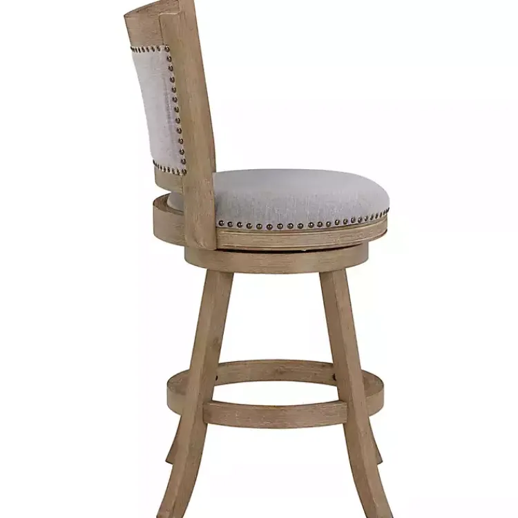 Bar Stools & Counter Height Stools-Kirklands Home Linen and Driftwood Swivel Counter Stool Gray