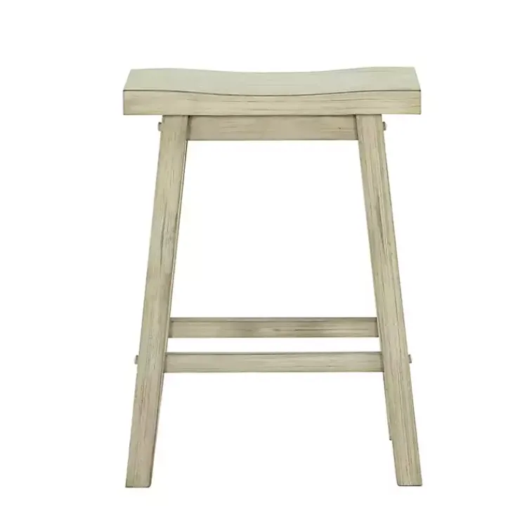 Bar Stools & Counter Height Stools-Kirklands Home Sawgrass Wooden Saddle Seat Counter Stool White
