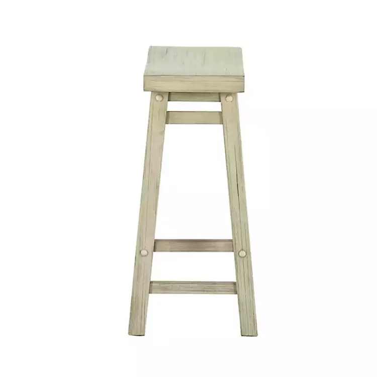 Bar Stools & Counter Height Stools-Kirklands Home Sawgrass Wooden Saddle Seat Counter Stool White