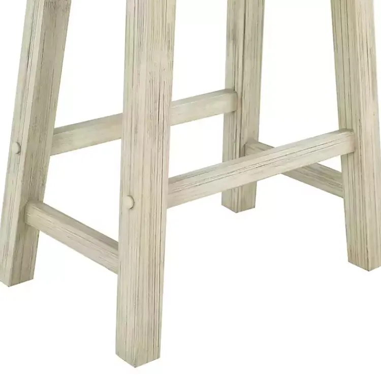 Bar Stools & Counter Height Stools-Kirklands Home Sawgrass Wooden Saddle Seat Counter Stool White
