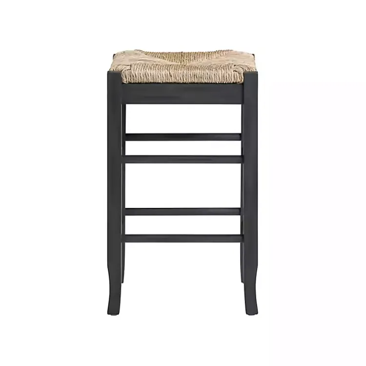 Bar Stools & Counter Height Stools-Kirklands Home Handwoven Square Wooden Counter Stool Gray