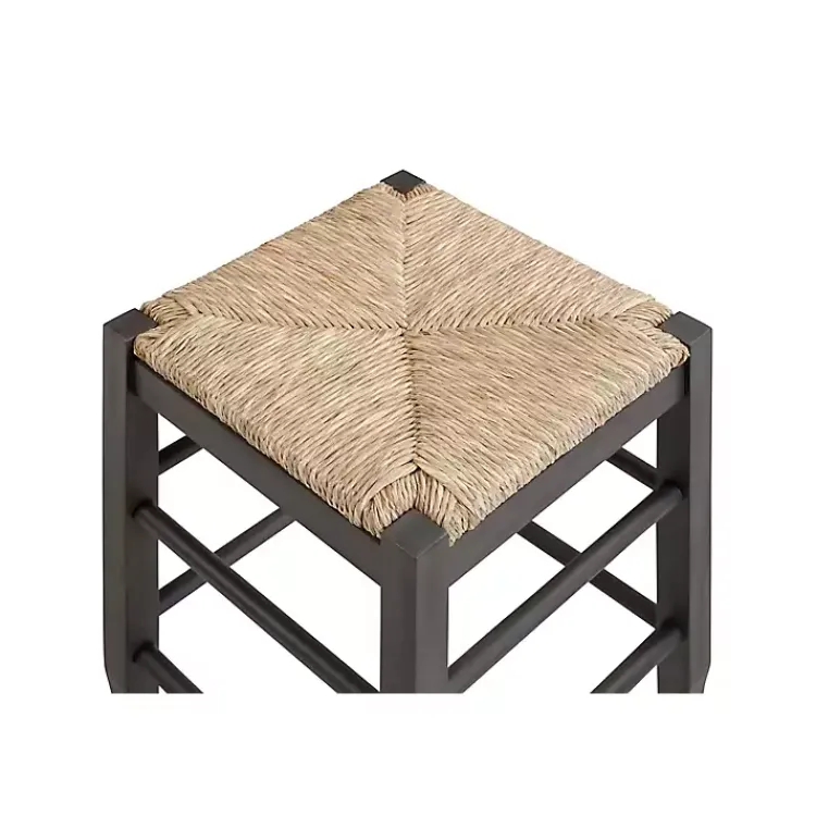 Bar Stools & Counter Height Stools-Kirklands Home Handwoven Square Wooden Counter Stool Gray