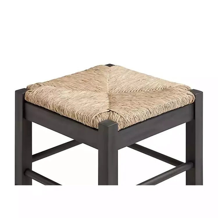 Bar Stools & Counter Height Stools-Kirklands Home Handwoven Square Wooden Counter Stool Gray