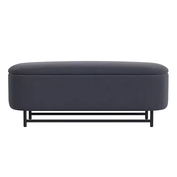 Benches & Ottomans-Kirklands Home Velvet Metal Storage Bench Blue