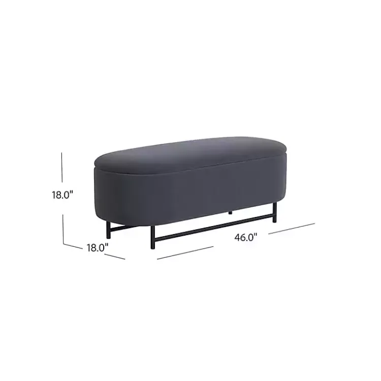 Benches & Ottomans-Kirklands Home Velvet Metal Storage Bench Blue