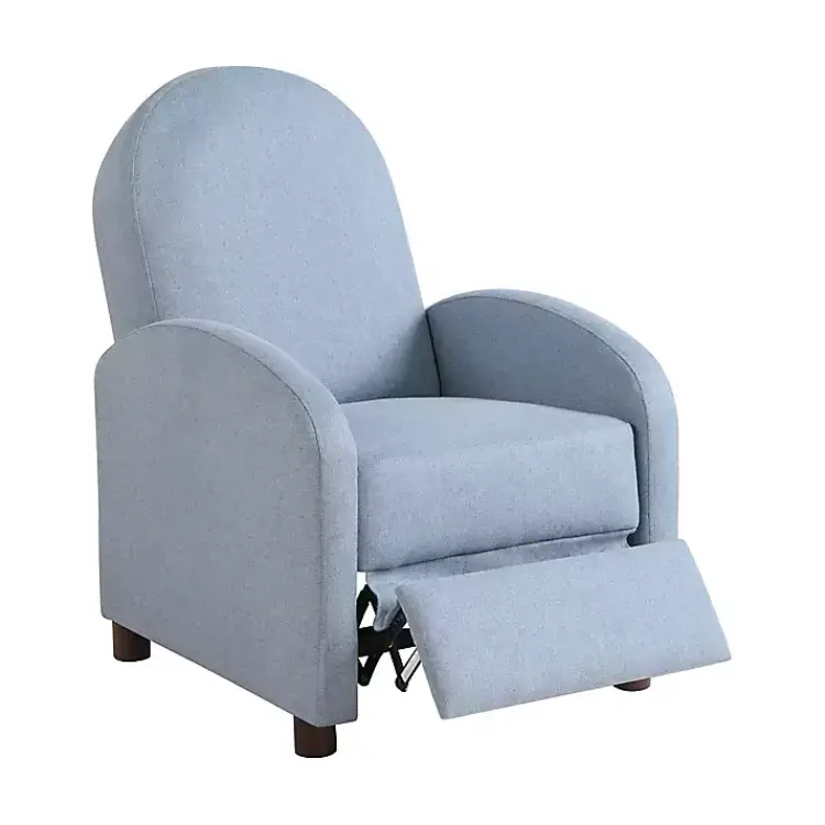 Accent Chairs-Kirklands Home Light Rounded Push Back Recliner Blue