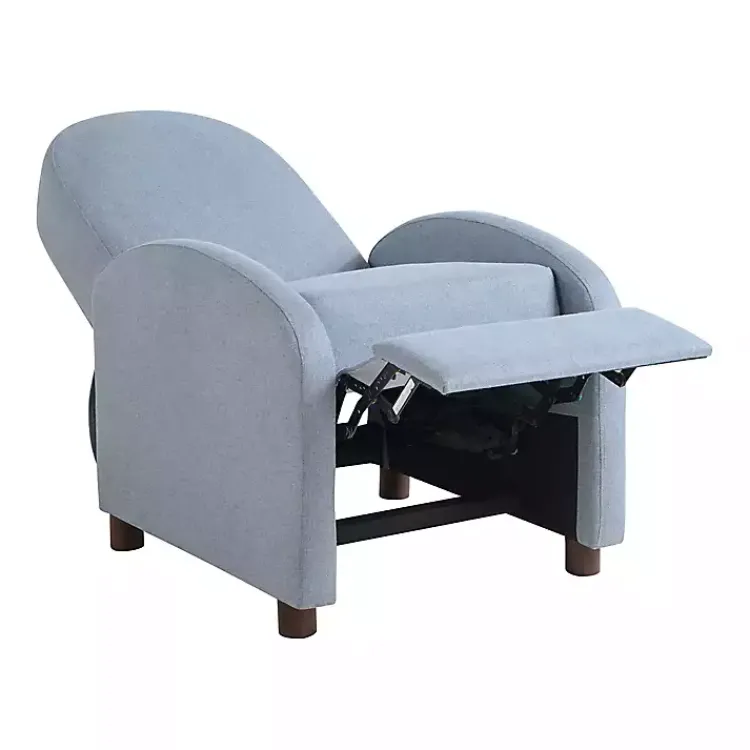 Accent Chairs-Kirklands Home Light Rounded Push Back Recliner Blue