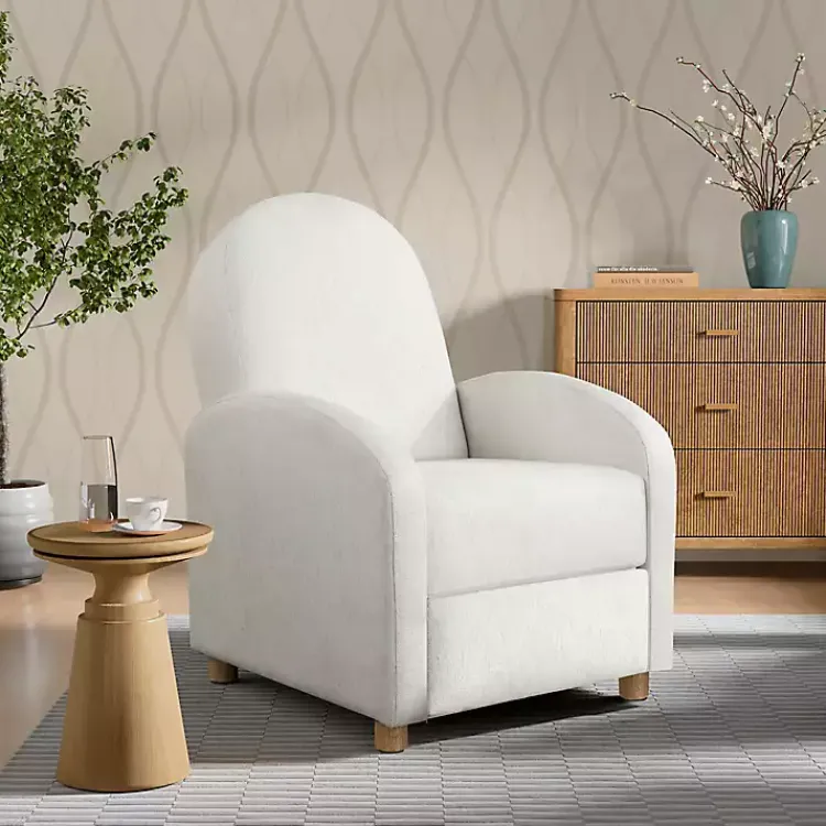 Accent Chairs-Kirklands Home Rounded Push Back Recliner Ivory