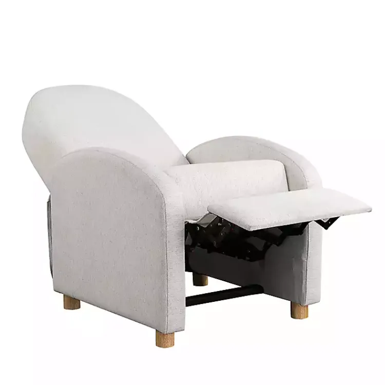 Accent Chairs-Kirklands Home Rounded Push Back Recliner Ivory