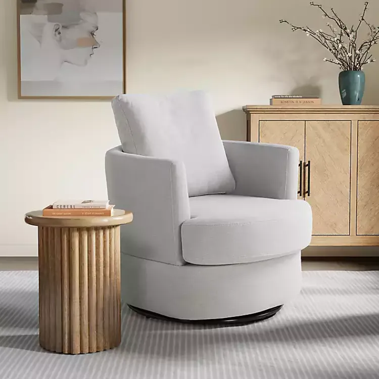Accent Chairs-Kirklands Home Ivory Elmhurst Swivel Accent Chair White
