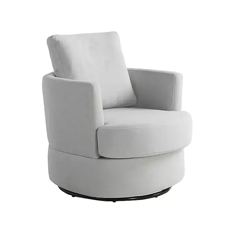 Accent Chairs-Kirklands Home Ivory Elmhurst Swivel Accent Chair White