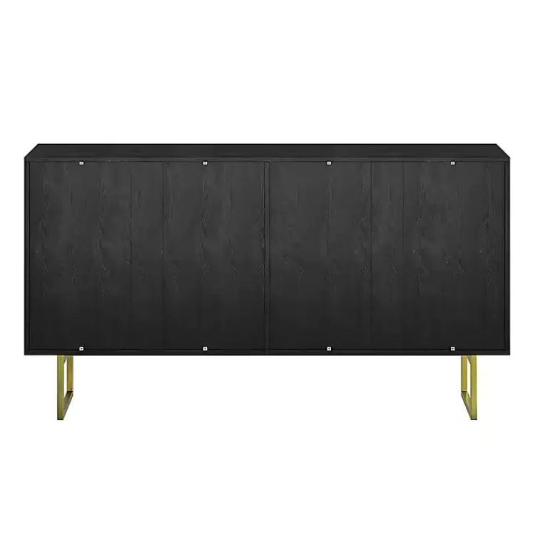 Cabinets & Sideboards-Kirklands Home Black & Ivory Sunburst 4-Door Sideboard
