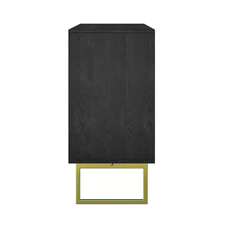 Cabinets & Sideboards-Kirklands Home Black & Ivory Sunburst 4-Door Sideboard